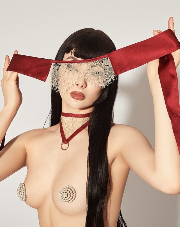 Claret Lace Blindfold - Image 1